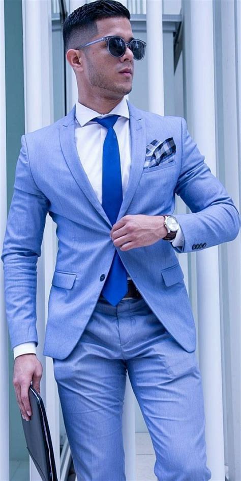 light blue suit men's style.